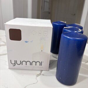 5" Narrow Pillar Candles, Navy Blue, Set of 4, Yummi, New